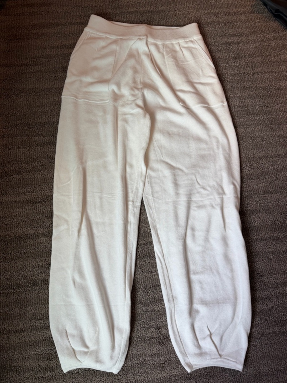 White Knit Jogger Pants